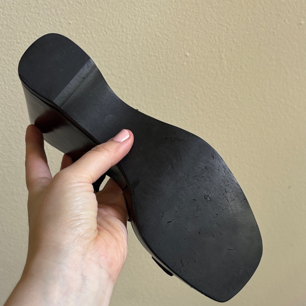 Vintage Gucci Black Wedge Sandals Size 7.5 - Picture 4 of 4